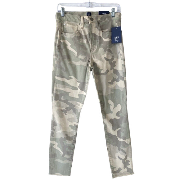 Gap High Rise True Skinny Ankle Green Camouflage Stretch Jeans Womens Size 6-NEW - Picture 1 of 6